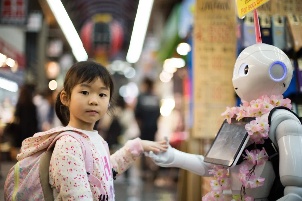 10 Ways to Make Money with Artificial Intelligence(AI) - A girl holding hand with AI bot